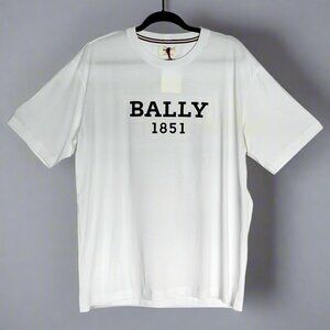 NWT Men's BALLY Embroidered Logo 1851 Crewneck T-Shirt White XXL - MSRP $380